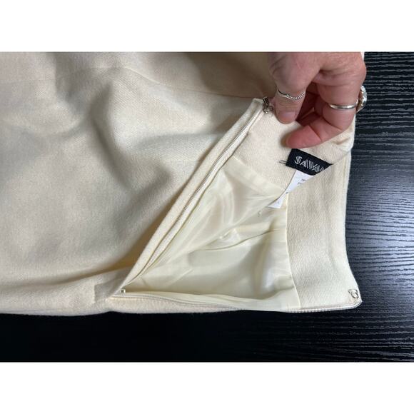 Vintage Savanna Winter White Wool Pencil Skirk - Picture 4 of 10